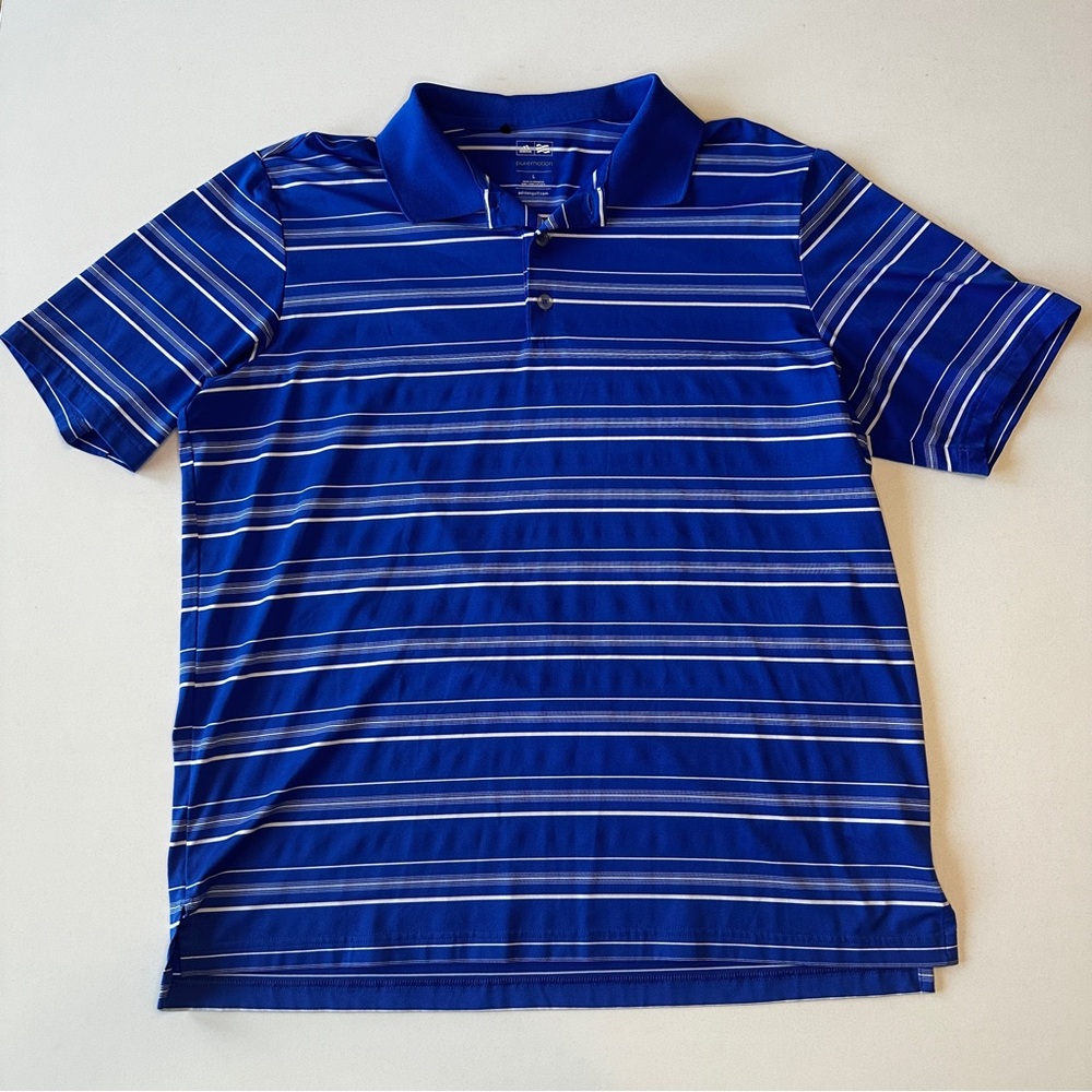 Adidas puremotion Blue Striped Men’s Polo Shirt Size L